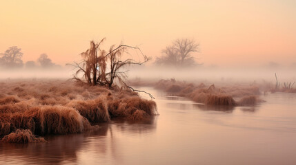 misty morning on the river.