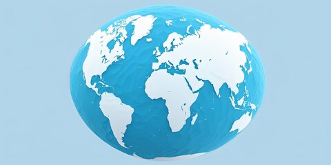 3D render of globe adorned with world map, set against blue background, offering stunning aerial...