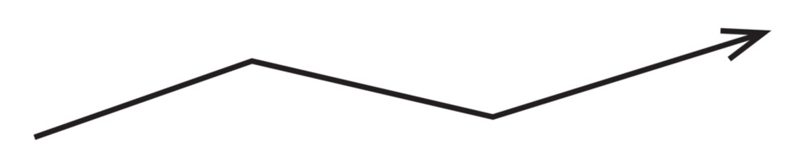 Black up arrow isolated on white background. Growth in business. Graph long thin arrow. 