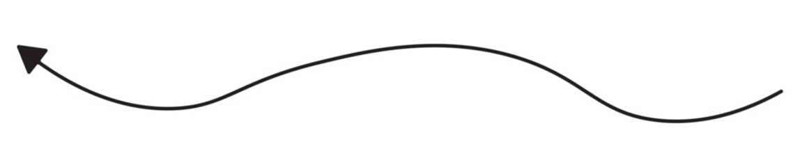 Black wavy arrow vector icon. Thine long curly long arrow. 
