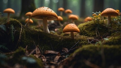 Enchanted Forest Tranquility A Captivating Mushroom Amidst the Woodland - Wallpaper