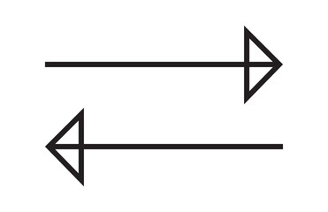 Left Right arrow icon. Two sided thin arrow. Double arrow icon, dual arrow symbol, thin line arrow concept. 