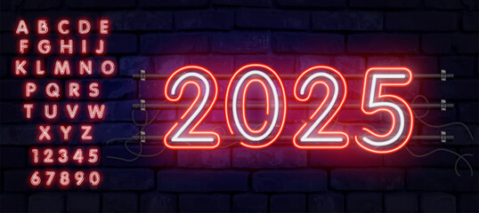2025 happy new year design , simple elegant , isolated in dark color, line blending design