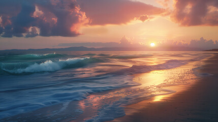 Beautiful sunset at calm beach, relaxation concept