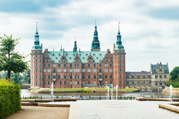 Fototapeta na wymiar View of Frederiksborg castle with park in Hillerod, Denmark
