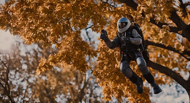 Boy with a jet pack.
