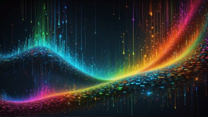 Abstract background with digital technology rainbow color splash rain drops style