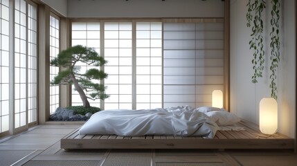 Japanese bedroom interior design, Japanese style