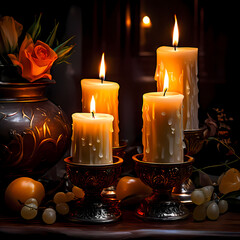 candles and rose petals