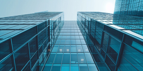 Fototapeta na wymiar Modern Office Building Exterior with Reflective Glass and Sky View