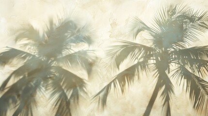 Soft Palm Shadows on Warm Textured Wall