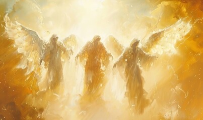 Naklejka premium Three angels messages of Revelation 14 prophecy the final warning to humanity, Generative AI