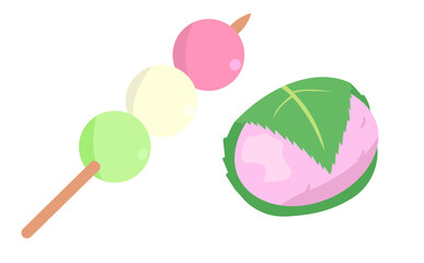 三色団子と桜餅のイラスト