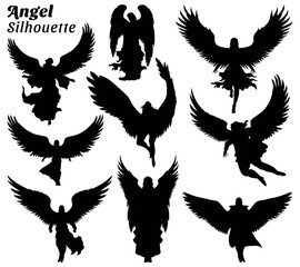 Collection of angel silhouette illustrations