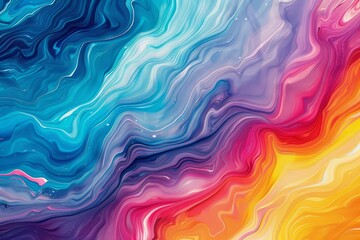  Abstract marbled vibrant rainbow acrylic paint wave texture, colorful artistic background illustration