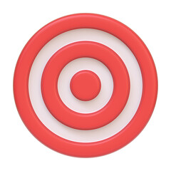 Target with red and white concentric circles, representing goals, focus, and accuracy isolated on white background. 3D icon, sign and symbol. Front view. 3D Render Illustration