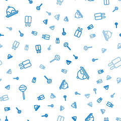 Set line Lollipop, Cake and Ice cream on seamless pattern. Vector