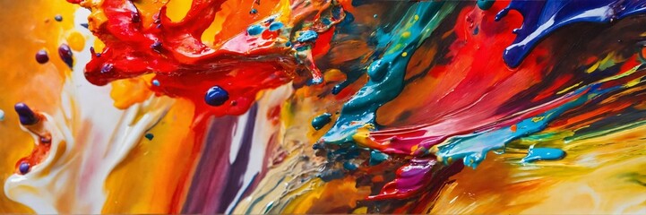 close up of colorful paint. abstract splash design of colorful oil paint