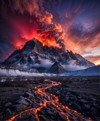 Fototapeta premium Epic volcanic eruption in the north