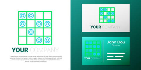 Line Board game of checkers icon isolated on white background. Ancient Intellectual board game. Chess board. White and black chips. Colorful outline concept. Vector