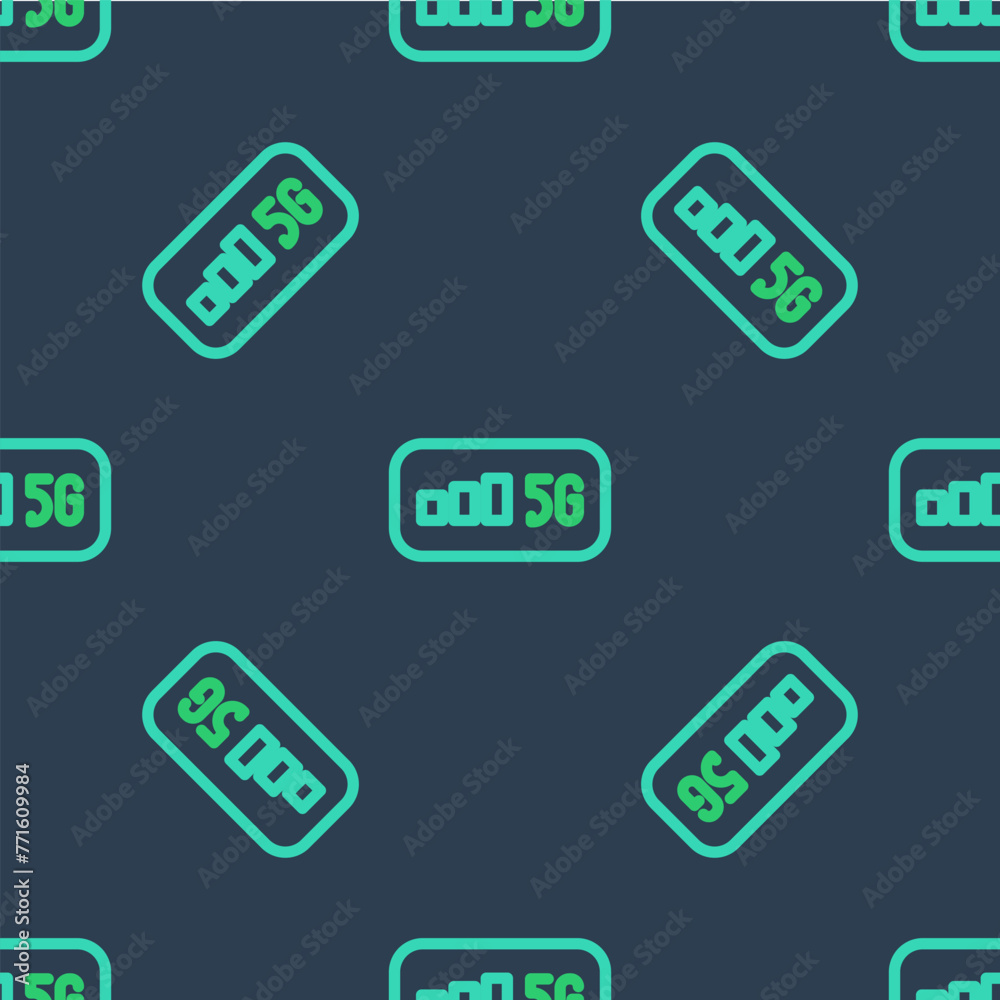 Poster line 5g new wireless internet wifi connection icon isolated seamless pattern on blue background. glo
