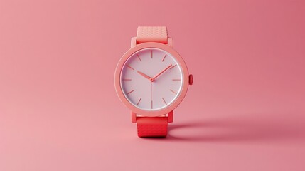 A clay-style 3D render of a wristwatch isolated on a pure solid background. - obrazy, fototapety, plakaty