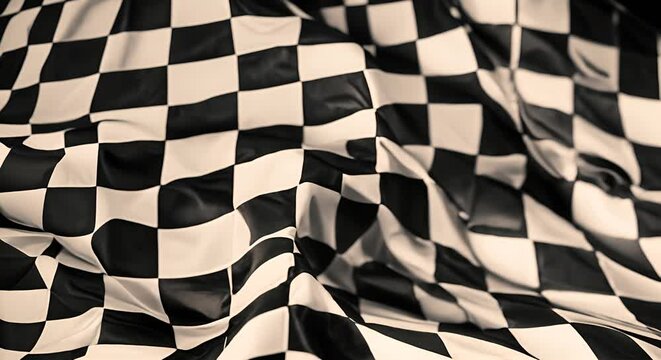 Racing flag, black and white squares.