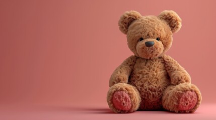 A clay-style 3D render of a teddy bear isolated on a pure solid background.