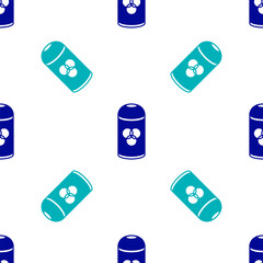 Blue Paint spray can icon isolated seamless pattern on white background. Vector