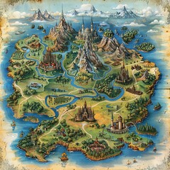 Fototapeta premium Detailed map of a fantasy world