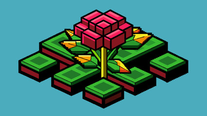 3d-pixel-icon-flowers vector illustration