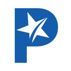 Star Logo combine with letter P vector template