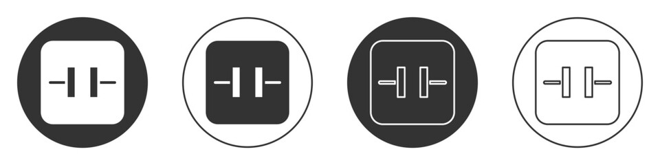 Fototapeta premium Black Electrolytic capacitor icon isolated on white background. Circle button. Vector