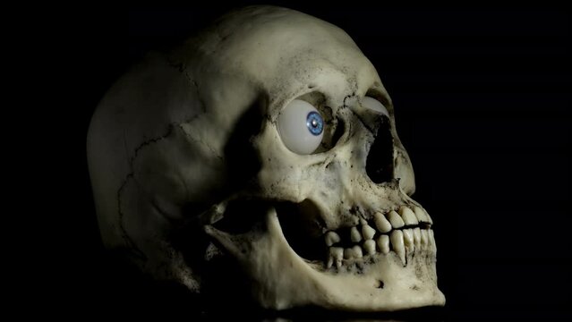 The human skull rotates on its axis. Smooth rotation.