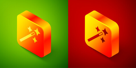 Isometric Photo retouching icon isolated on green and red background. Photographer, photography, retouch icon. Square button. Vector