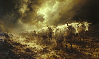 Dead cattle seven plagues of Bible Revelation book, Generative AI - obrazy, fototapety, plakaty