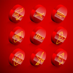 Set line Hair dryer, clip, Curling iron, Electrical hair clipper, Client barbershop, Mustache and beard and Scissors hairdresser icon. Vector