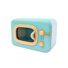 Microwave icon, 3D render clay style, studio short, pastel color, isolated on transparent background 