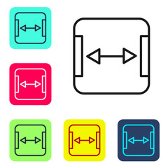Black line Area measurement icon isolated on white background. Set icons in color square buttons. Vector