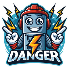 electric mascot logo with the words danger