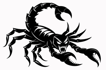 Aggressive black and white scorpion for tattoos vector illustration 