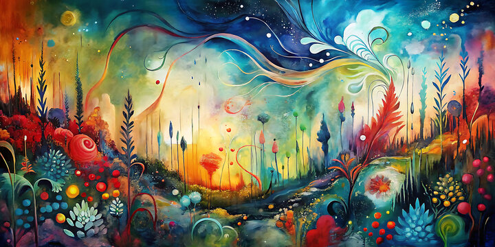 Hand-Drawn Abstract Artistic Aesthetic Oil Painting Style Background.
