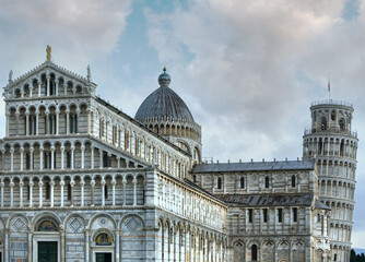 Piazza dei Miracoli ( Pisa Cathedral or Duomo of Santa Maria Assunta (build 1063- XIII) and Leaning Tower of Pisa (build 1173-1360)).