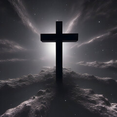 A cross in the middle of the sky. A cross illustration. - obrazy, fototapety, plakaty