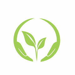 hand leaf care logo icon
