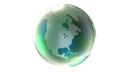 Earth with blue reflection of green glass illuminated by light. Abstract overlay multicolor background. Can be used as a texture or background for design projects, scenes, etc.  USA, North America
