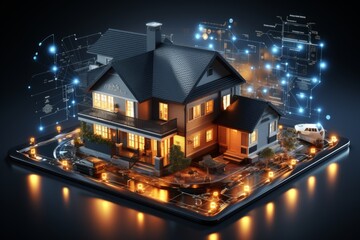 Modern house with digital holographic artificial intelligence smart technology - 771618735