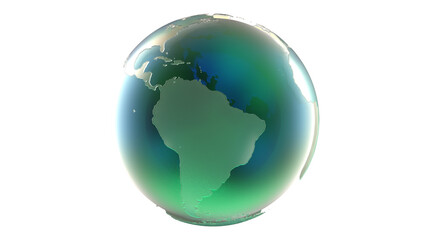 Earth with blue reflection of green glass illuminated by light. Abstract overlay multicolor background. Can be used as a texture or background for design projects, scenes, etc.  South America
