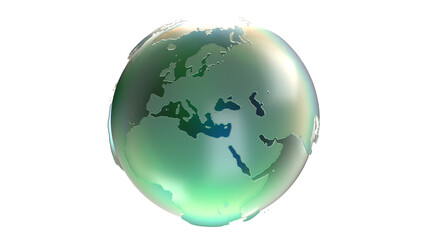 Earth with blue reflection of green glass illuminated by light. Abstract overlay multicolor background. Can be used as a texture or background for design projects, scenes, etc.  Europe, Asia, Africa
