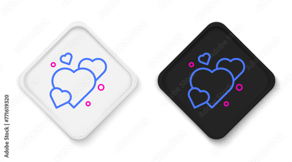 Sticker Line Heart icon isolated on white background. Romantic symbol linked, join, passion and wedding. Happy Valentines day. Colorful outline concept. Vector